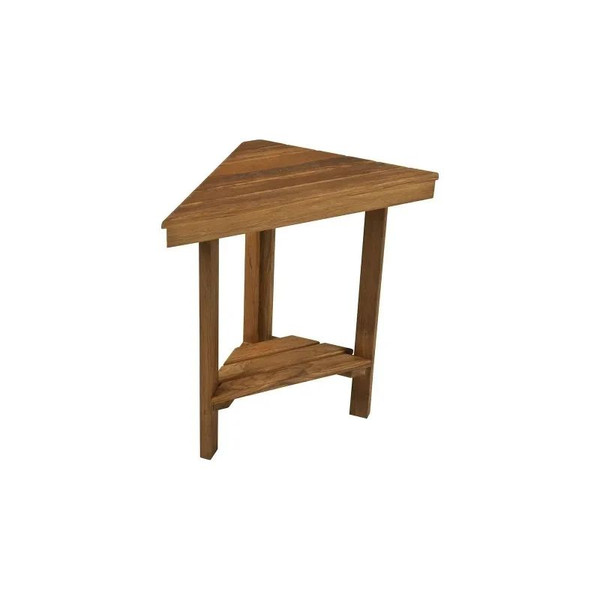 Teakworks4U - Tbc-1712S - Tbc1712S - Mini Corner Shower Bench With Shelf Burmese Teak - Each
