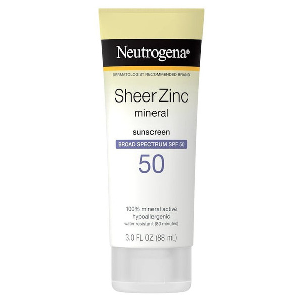 Johnson & - Neutrogena Sheer Zinc Dry-Touch - 69968027303 - Sales - Sunscreen Spf 50 Lotion 3 Oz Tube - Each