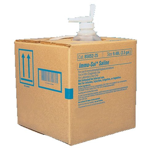 Cardinal Health - Immu-Sal - B5052-25 - Immunohematology Reagent Saline Blood Bank Ph 7.1 2.5 Gal. - Each