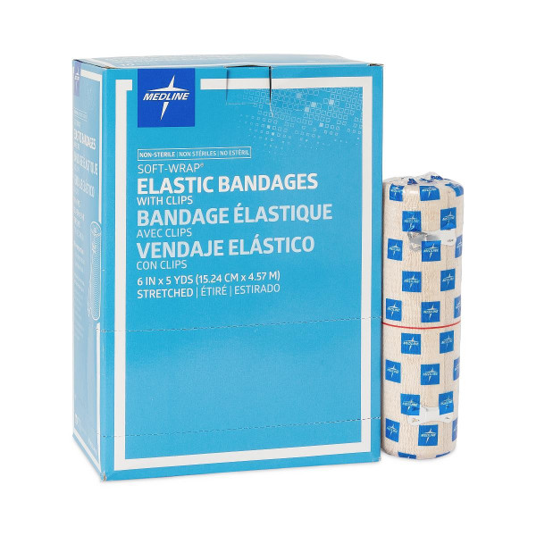 Medline - Mds046006 - Bandage,Elastic,Soft-Wrap,6x5yd,Clips - Each