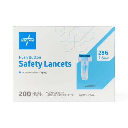 Medline - Mphsfty28z - Lancet,Safety,28g,1.6mm,Push Button - Each