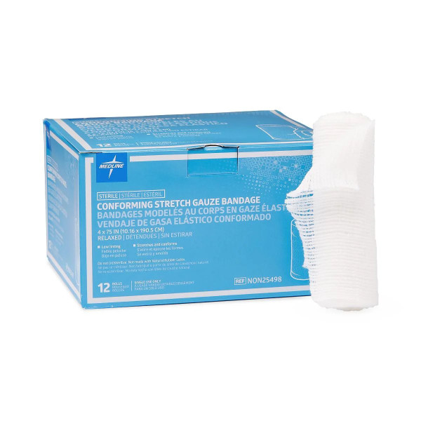 Medline - Non25498hh - Bandage,Gauze,Conforming,4"x75",Strl,Lf - Each