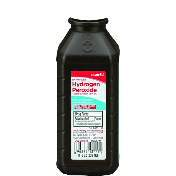 Cardinal Health - 5516075 - Leader Hydrogen Peroxide 3% Solution 8 Oz - Each