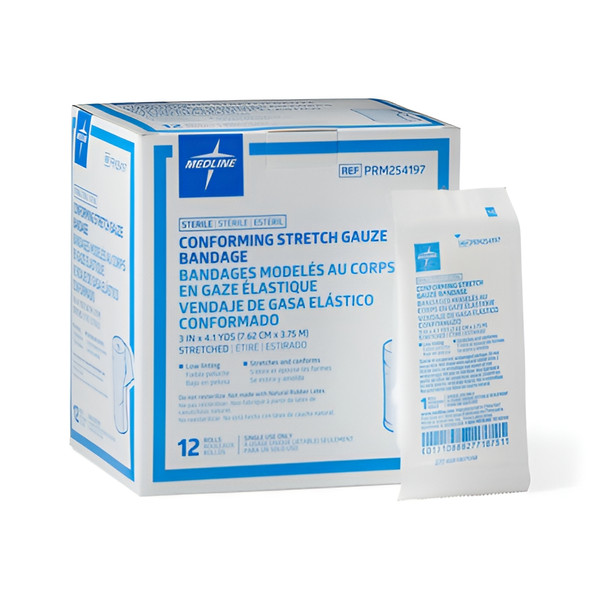 Medline - Prm254197h - Bandage,Gauze,Conforming,3x4.1y,Strl,Lf - Each