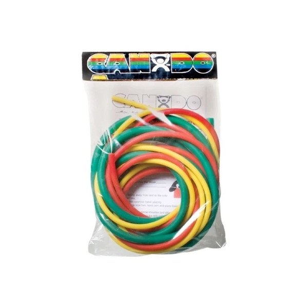 Fabrication Enterprises - Cando - 10-5380 - Low Powder Pep Pack Exercise Resistance Tubing Set Yellow / Red Green 6 Foot Length Easy - Each