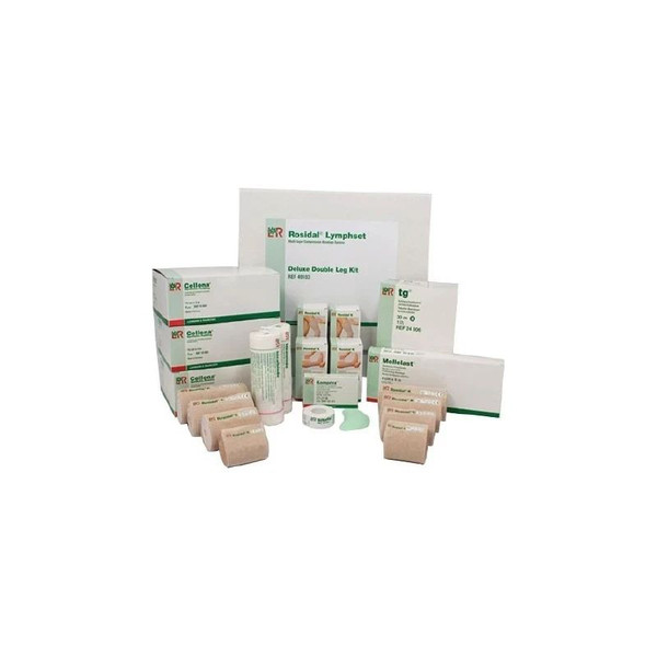 Lohmann & Rauscher - Rosidal - 136673 - Lymphset 6 Layer Compression Bandage System Multiple Sizes Deluxe Double Leg Pull On / Tape Closure Tan White Nonsterile Standard - Each