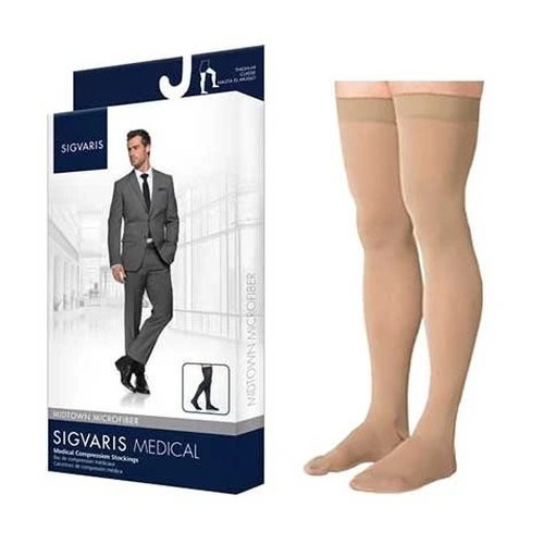 Sigvaris - 823Nllm32 - Midtown Microfiber Thigh - High With Grip - Top, Long, Closed - Pair