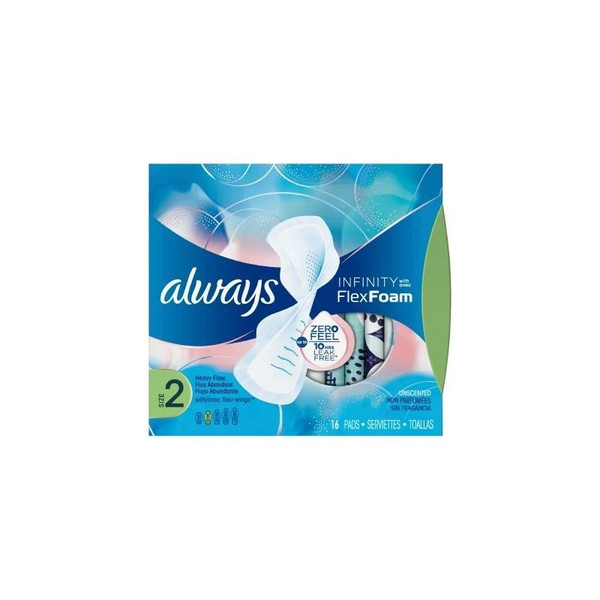 Procter & Gamble - Always - 10037000117145 - Infinity With Flex Foam Feminine Pad Maxi Wings Super Absorbency - Case/192