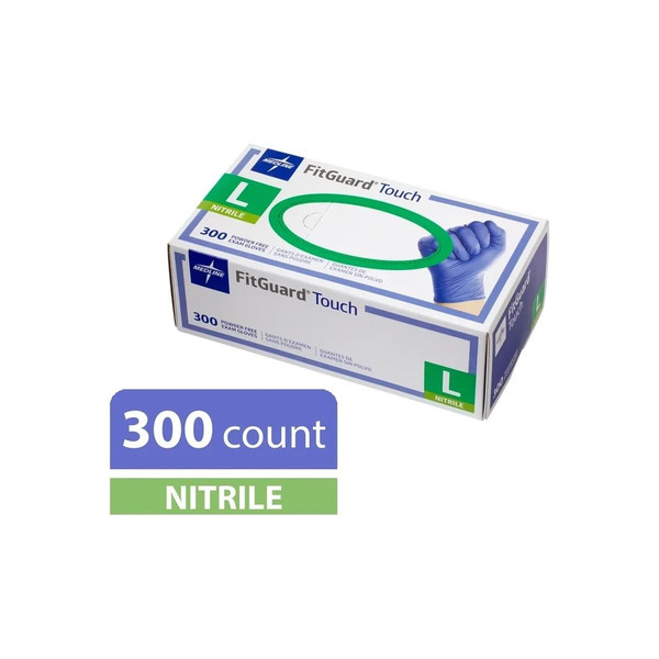 Medline - Fitguard - Trg1286 - Exam Glove Large Nonsterile Nitrile Extended Cuff Length Textured Fingertips Blue Chemo Tested - Case/500