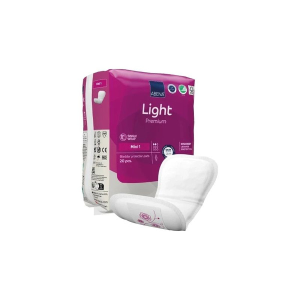 Abena - 1000021337 - Premium Light Mini Bladder Control Pad 3.9 X 8.6 Inch Absorbency Fluff / Polymer Core Size 1 - Case/200