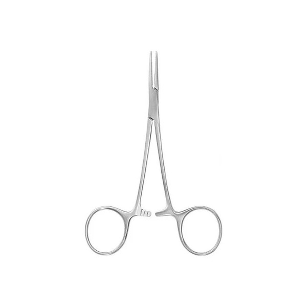 Mckesson - Argent - 43-1-421 - Hemostatic Forceps Hartmann - Mosquito 3 - 1/2 Inch Length Surgical Grade Stainless Steel Nonsterile Ratchet Lock Finger Ring Handle Curved - Each