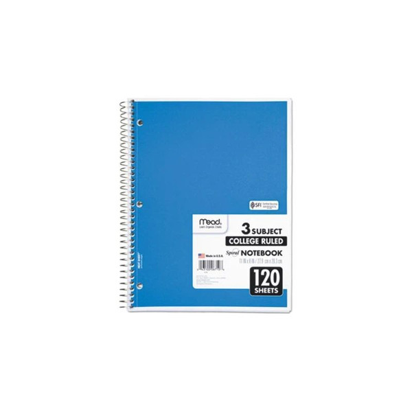 Mead Johnson - Honeytree Meadery - Mea-06710 - Spiral Notebook, 3 - Subject, Medium/College Rule, Randomly Assorted Cover Color, (120) 11 X 8 Sheets - Each