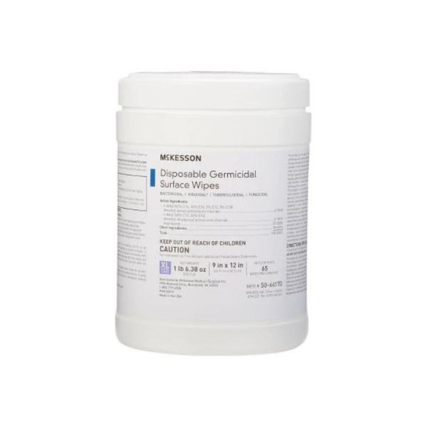 Mckesson - 50-66170 - Surface Disinfectant Premoistened Manual Pull Wipe 65 Count Canister Alcohol Scent Nonsterile - Box/1