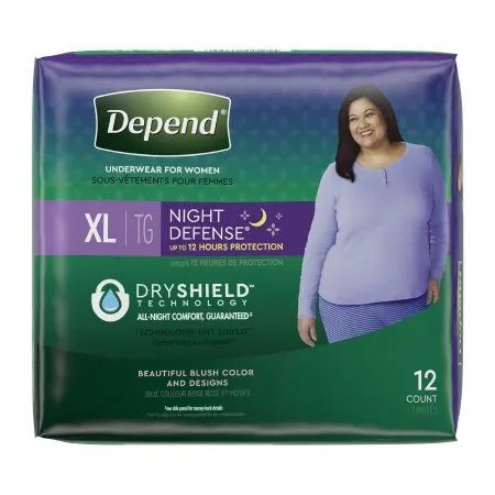 Kimberly Clark - 45591 - Depend Night Defense Incontinence Overnight Underwear For Women, Xl, Tan - Package/12