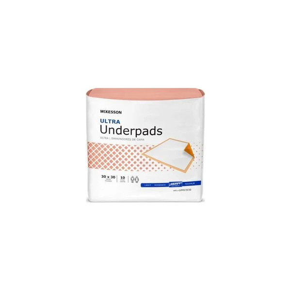 Mckesson - Ultra - Uphv3030 - Disposable Underpad 30 X Inch Fluff / Polymer Heavy Absorbency - Bag/10