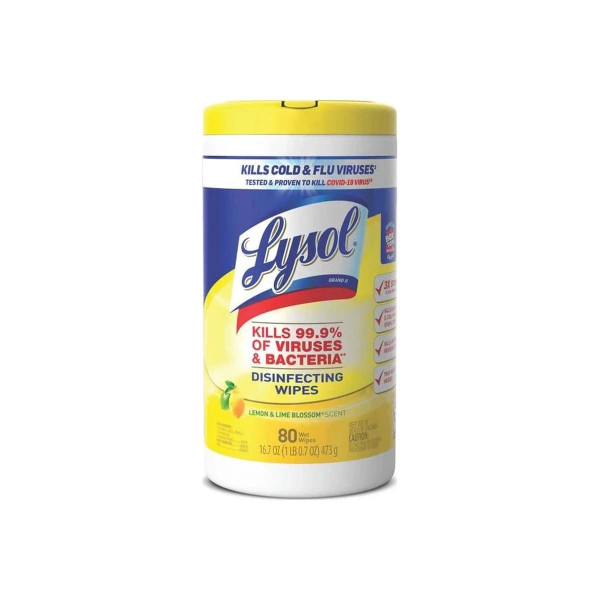 Vda Medical - 77182 - Lysol Disinfecting Wipes Lemon & Lime Scent - Carton/80