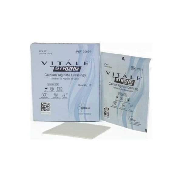 Cellera - 20654 - Vitale Strong Calcium Alginate Dressings, 4" X 4". - Box/10