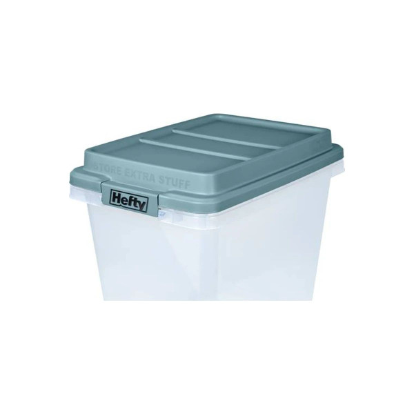 Hms Mfg - Hefty - Hft-7161 - Hi - Rise 32 Qt Storage Container, Opaque, Locking Latches, Double Rimmed, 16.85" W X 12" D 14.24" H. - Each
