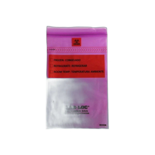 Elkay Plastics - Labz69Pu - Lab - Loc Specimen Bags With Removable Biohazard Symbol - Purple Tint - Case/1000