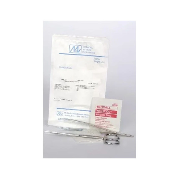 Medical Action Industries - M2633 - Suture Removal Kit Tray Includes: (1) Ss Iris, Metal Insert Forceps, Alcohol Prep Pad, Gauze, Sterile - Kit/1