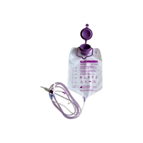 Amsino - Pe90B5T - Amsure Puggle Enteral Pump Set, 500Ml Bag Anti - Free Flow Valve, And Enfit Connector Transition Connector. - Each