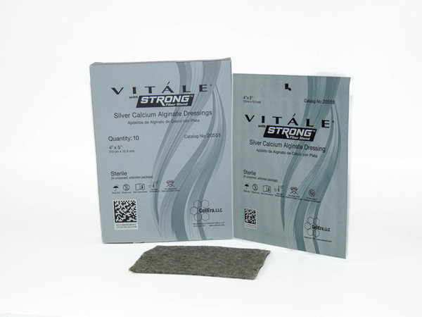 Cellera Llc - 20555 - Vitale Strong Silver Calcium Alginate Dressings, 4" X 5" - CA/100