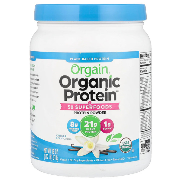 Orgain - 20851770007355 - Orgain Organic Protein 50 Superfoods Plant Based Powder Vanilla Bean Flavored 18 Oz - EA/1