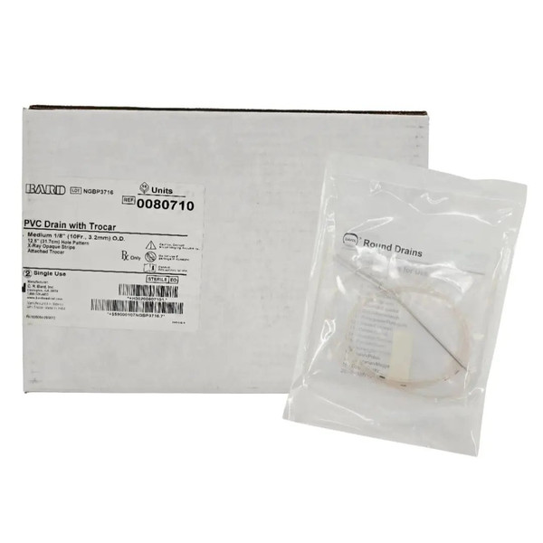 Bard Rochester - 0080710 - Bard Pvc Drain With Trocar Medium 1/8" (10Fr., 3.2Mm) O.D. - Each