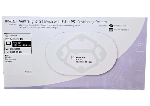 Bard Rochester - 5955610 - Bard Mesh L/P Bioresorb Coated Perm Mesh With Echo Ps Positioning System Oval 15.2Cm-25.4Cm - Each