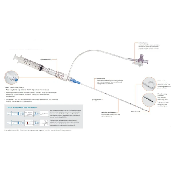 Bd Becton Dickinson - TPT1000SDF - Safe-T 8Fr Thora-Para Tray Catheter And Sharp Injury Protection - Each