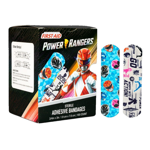 Dukal - Dawnmist - 1087753 - Adhesive Strip Power Ranger Stat 3/4 X 3 Inch Plastic Rectangle Kid Design (Power Rangers) Sterile