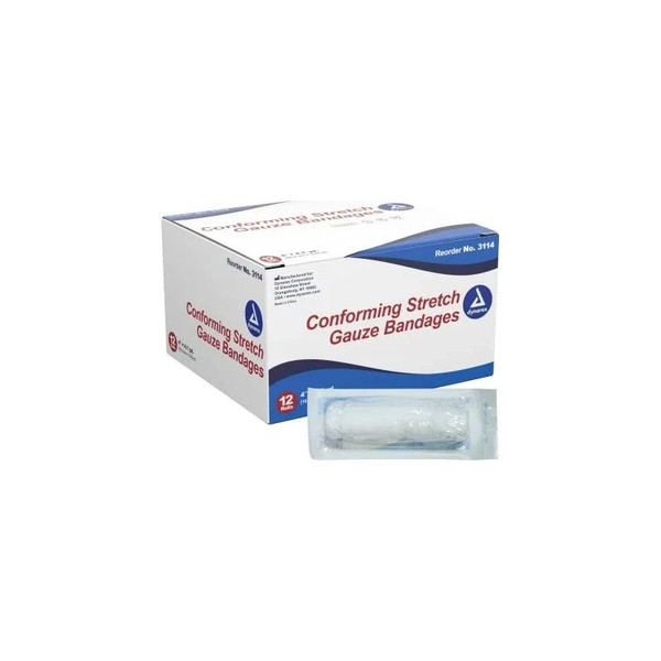 Dynarex - 3114 - Conforming Bandage 4 Inch X 1/10 Yard 1 Per Pouch Sterile Ply Roll Shape