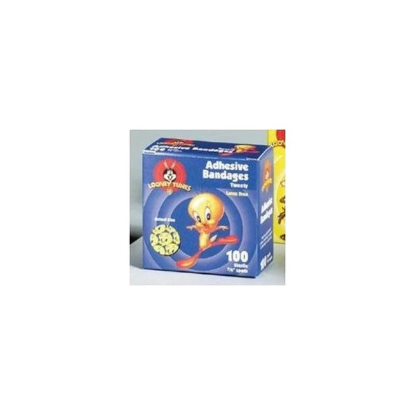 Dukal - Looney Tunes Stat Strip - 1079797 - Adhesive Spot Bandage 7 8 Inch Plastic Round Kid Design Tweety And Taz Sterile 