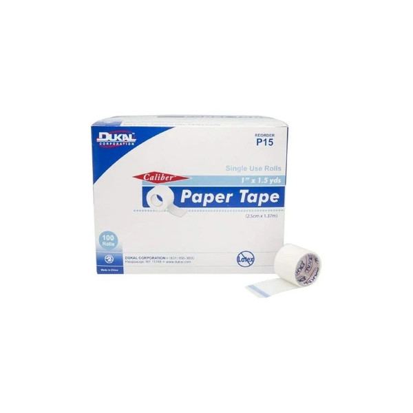 Dukal - Caliber - P15 - Medical Tape White 1 Inch X 1/2 Yard Paper Nonsterile