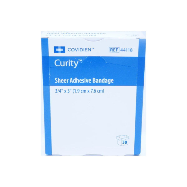 Cardinal Health - Curity - 44118 - Adhesive Strip 3/4 X 3 Inch Plastic Rectangle Sheer Sterile