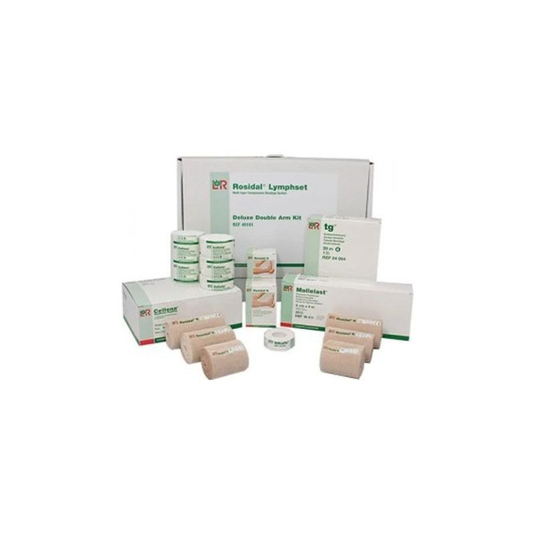 Lohmann & Rauscher - Rosidal - 136672 - Lymphset 4 Layer Compression Bandage System Multiple Sizes Deluxe Double Arm Pull On / Tape Closure Tan White Nonsterile Standard