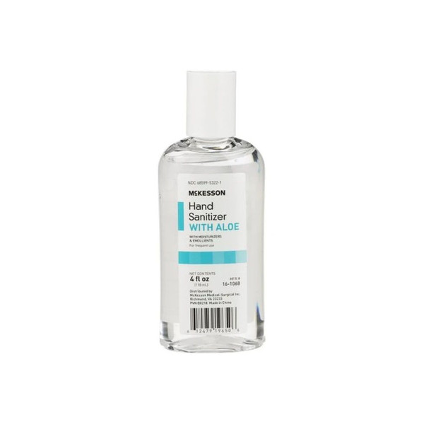 Mckesson - 16-1068 - Hand Sanitizer With Aloe 4 Oz Ethyl Alcohol Gel Bottle