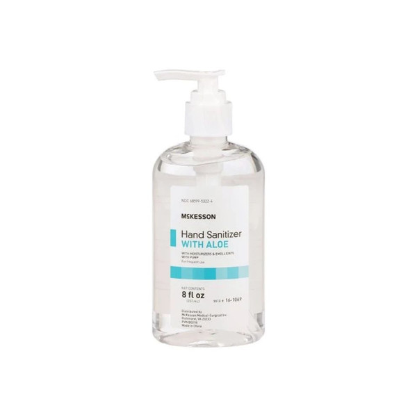 Mckesson - 16-1069 - Hand Sanitizer With Aloe 8 Oz Ethyl Alcohol Gel Pump Bottle