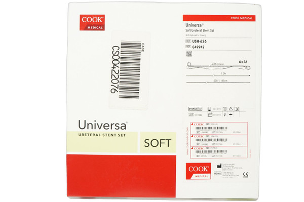 Cook Medical - Universal - G49942 - Ureteral Stent Set Universa Double Pigtail 6.0 Fr 26 Cm Polyurethane
