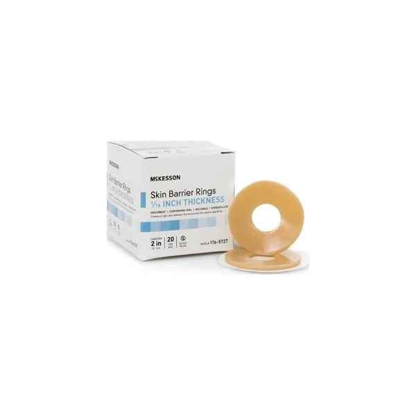 Mckesson - 176-5727 - Skin Barrier Ring Moldable Standard Wear Adhesive Without Tape Flange Universal System Hydrocolloid 2 Inch Diameter X 1/16 Thickness
