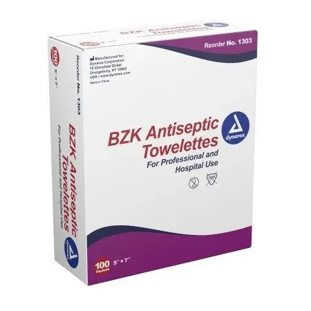 Dynarex - 1303 - Personal Wipe Individual Packet Bzk (Benzalkonium Chloride) Scented 100 Count