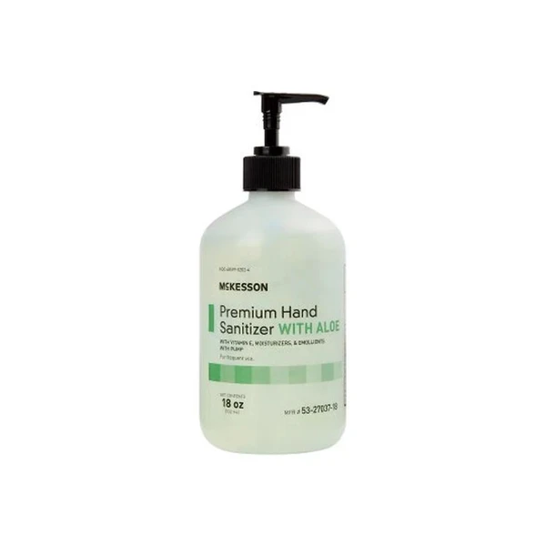 Mckesson - Premium - 53-27037-18 - Hand Sanitizer With Aloe Oz Ethyl Alcohol Gel Pump Bottle