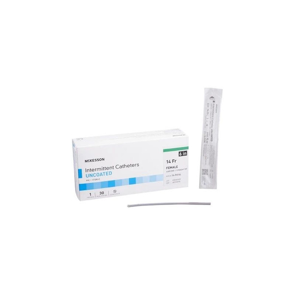 Mckesson - 16-F614L - Urethral Catheter Straight Tip Uncoated Pvc 14 Fr 6 Inch