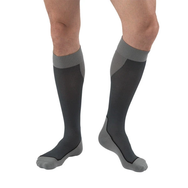 Bsn Medical - Activa - 7529010 - Sock, Comprsn Sport Knee - Hi Clsd Toe 20 - 30Mmhg Blk/Gry Sm