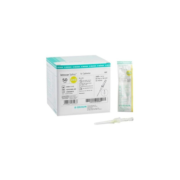 B. Braun - Introcan Safety - 4252500-02 - 425250002 - Catheter, Iv Fep 24Gx3/4