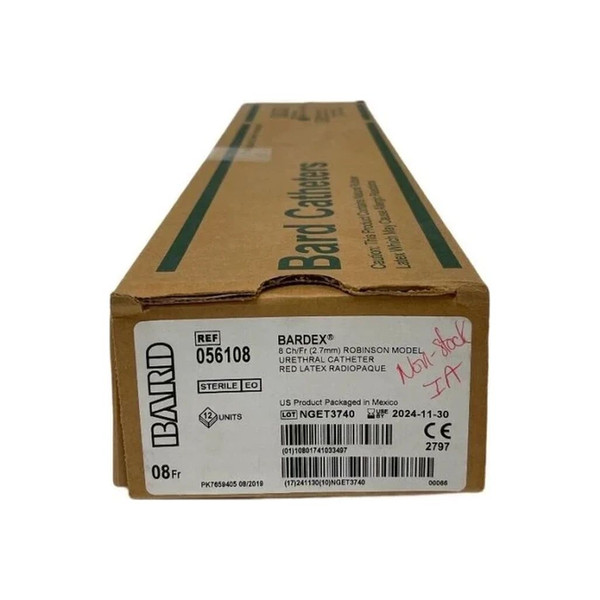 Bard Rochester - Bardex - 056108 - Home Health Div - Robinson Latex Catheter 8 Fr 16" L, Red, Two Opposing Eyes, Sterile, Single Use