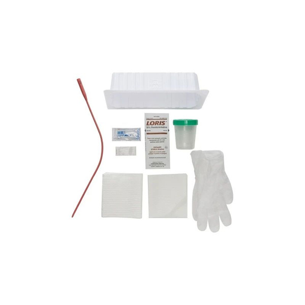 Mckesson - 16-232 - Intermittent Catheter Tray Urethral 14 Fr Without Balloon Red Rubber
