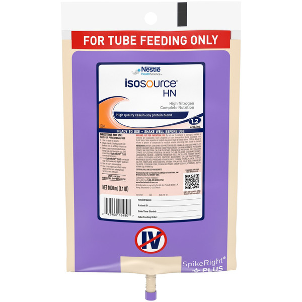 Nestle - Boost - 18480100 - Isosource High-Nitrogen Spikeright Complete Liquid Food, 1000Ml Closed System Container, 300Kcal 250Ml, Lactose-Free, Gluten-Free 