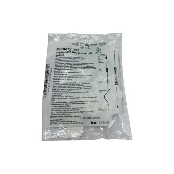 Icu Medical - B9840 - Primary Iv Administration Set Gravity Without Ports 15 Drops / Ml Drip Rate 0.2 Micron Filter 80 Inch Tubing Solution