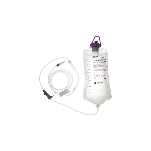 Amsino - Amsure - Enf1203Kld - Enteral Feeding Gravity Set, 1200 Ml Bag, Large Bore Tubing With Enfit And Transition Connectors, Dehp - Free